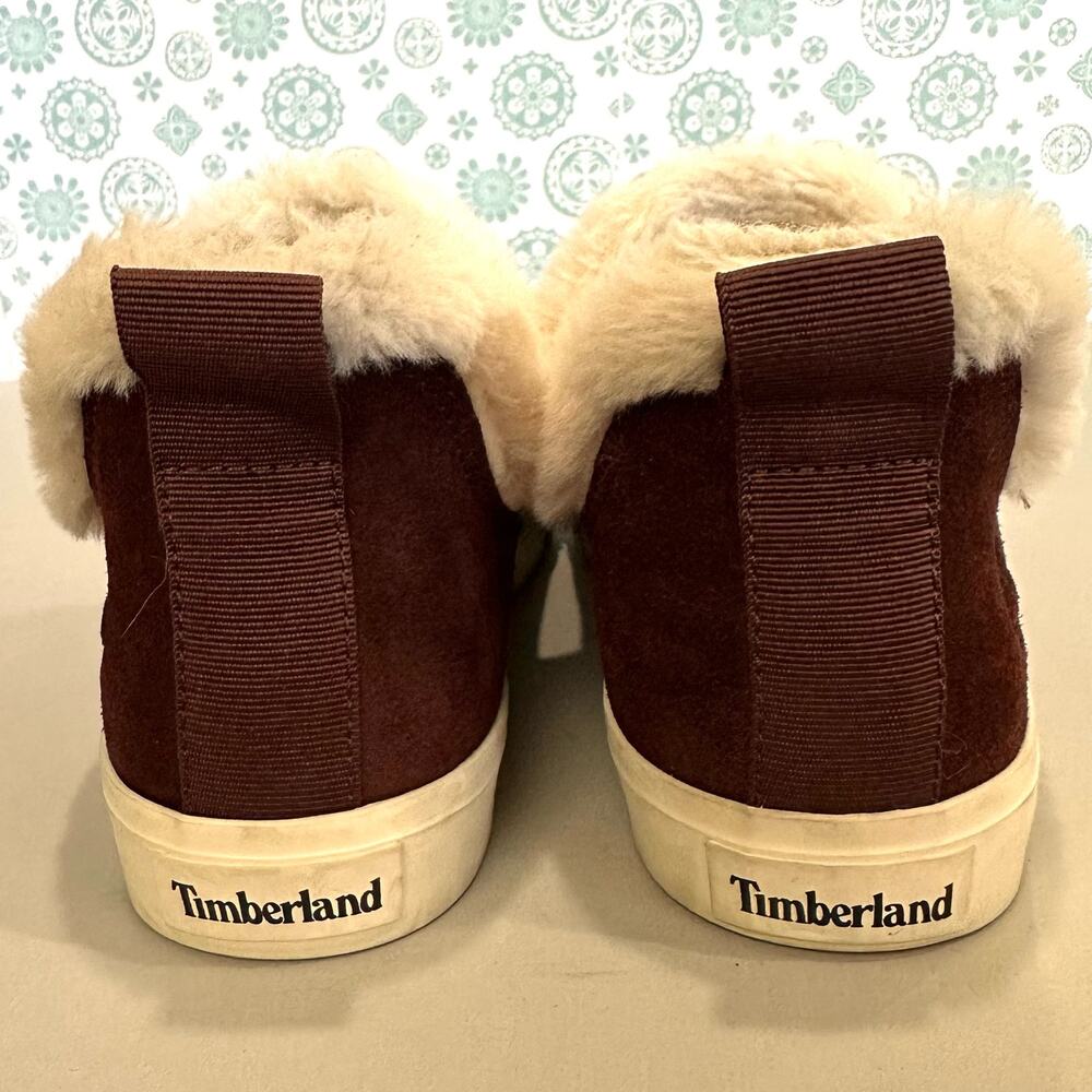 Timberland Womens‎ Skyla Bay 9 Brown Suede Faux Fur Slip On Moccasin Shoes - Picture 6 of 10